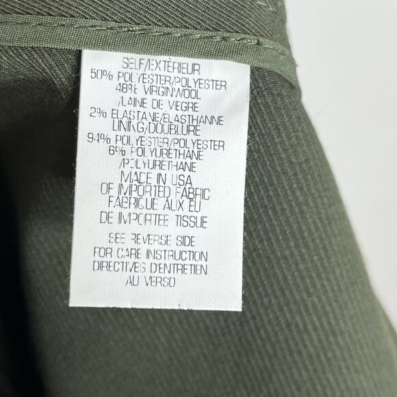 Theory Wool Pencil Skirt Army Green Womens 8 Career Quiet Luxury Work Office - Picture 8 of 8